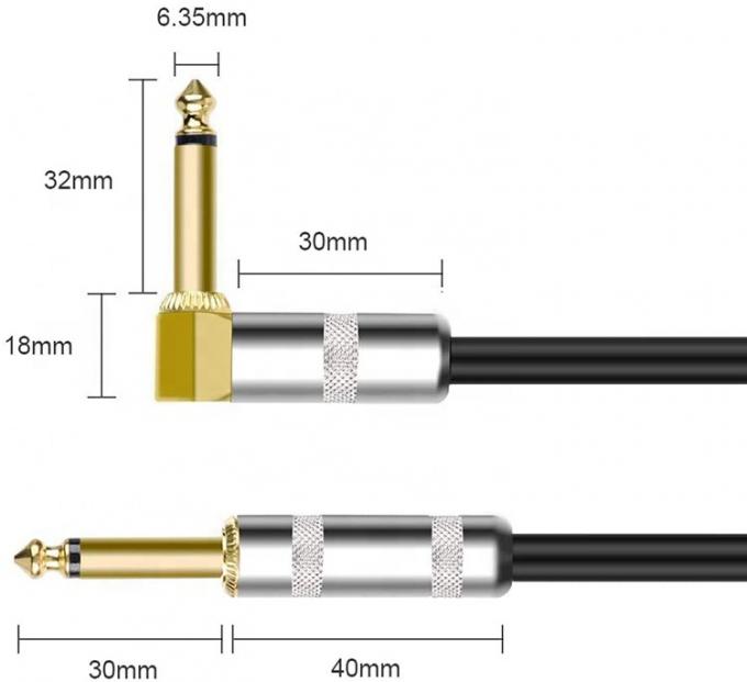 10FT Durable Blue Braided 90 Degree Angled to Straight 1/4 TS Jack Electric Instrument Guitar Patch Cable 1