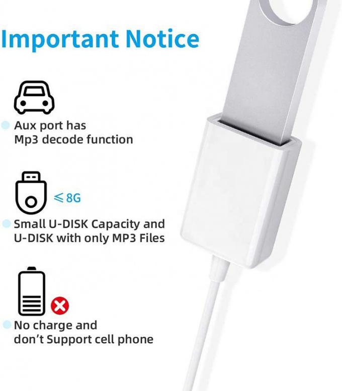 USB 2.0 Female to 3.5mm Jack 3 Poles AUX Converter Adapter for Car Audio Speaker 2