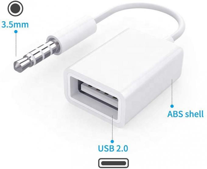 USB 2.0 Female to 3.5mm Jack 3 Poles AUX Converter Adapter for Car Audio Speaker 4