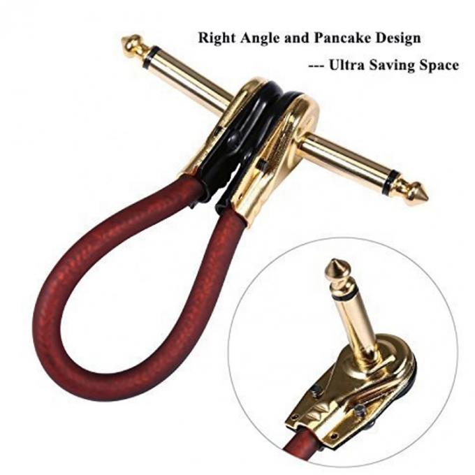 1/4 Inch Golden Right Angle Mono TS Jack Instrument Cord Guitar Patch Cable 4
