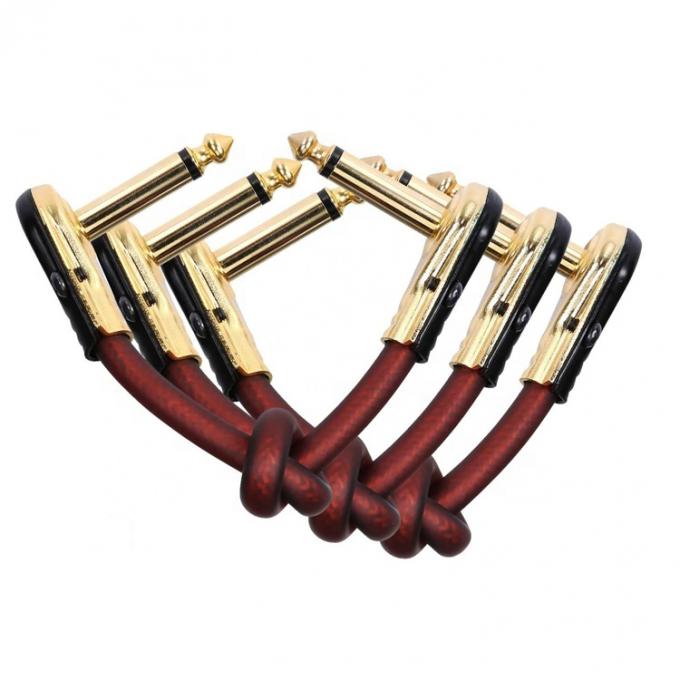 1/4 Inch Golden Right Angle Mono TS Jack Instrument Cord Guitar Patch Cable 3