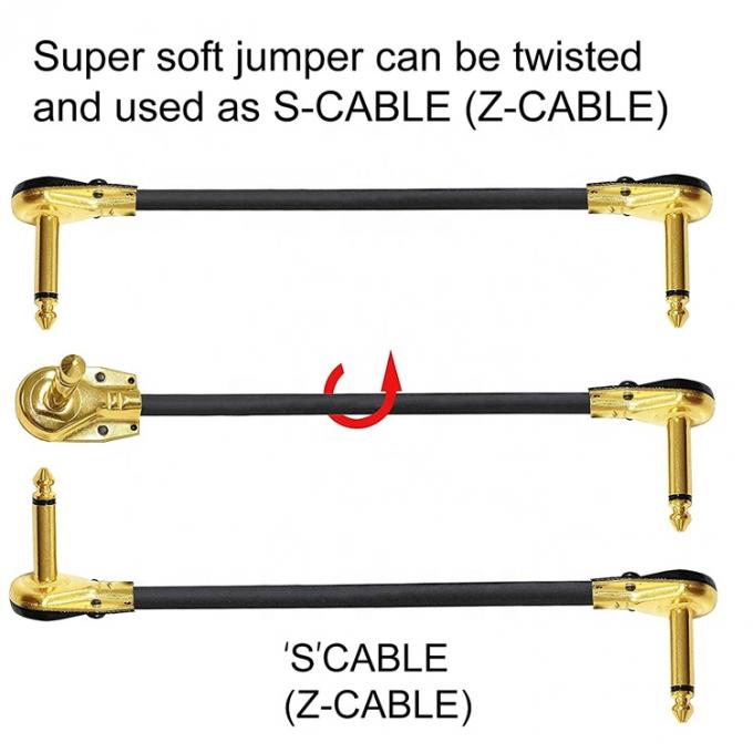 1/4 Inch Golden Right Angle Mono TS Jack Instrument Cord Guitar Patch Cable 5