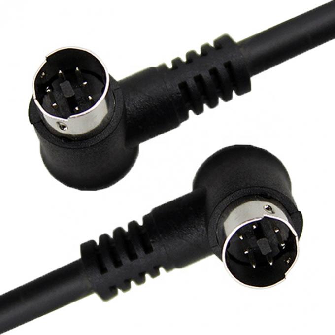 Custom 1M 2M 3M Shield 90 Degree Right Angle S Video Male to Male 7 Pin Mini Din Extension Cable 3