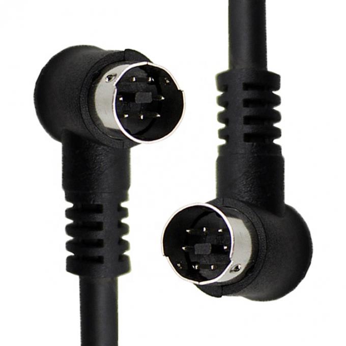 Custom 1M 2M 3M Shield 90 Degree Right Angle S Video Male to Male 7 Pin Mini Din Extension Cable 4