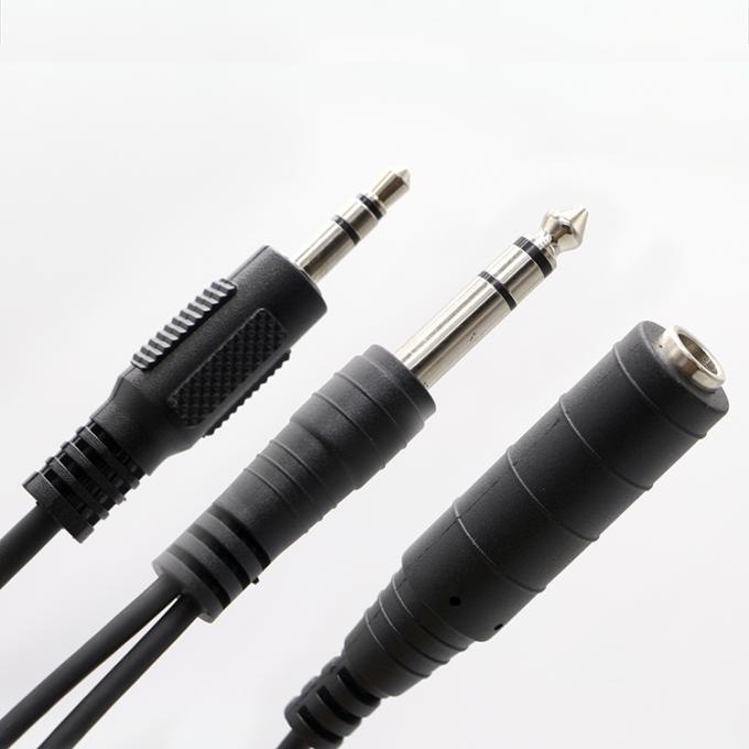 Y Splitter Male to Female 6.35mm 3.5mm TRS Microphone Stereo Jack Audio Cable 2