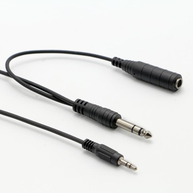 Y Splitter Male to Female 6.35mm 3.5mm TRS Microphone Stereo Jack Audio Cable 6