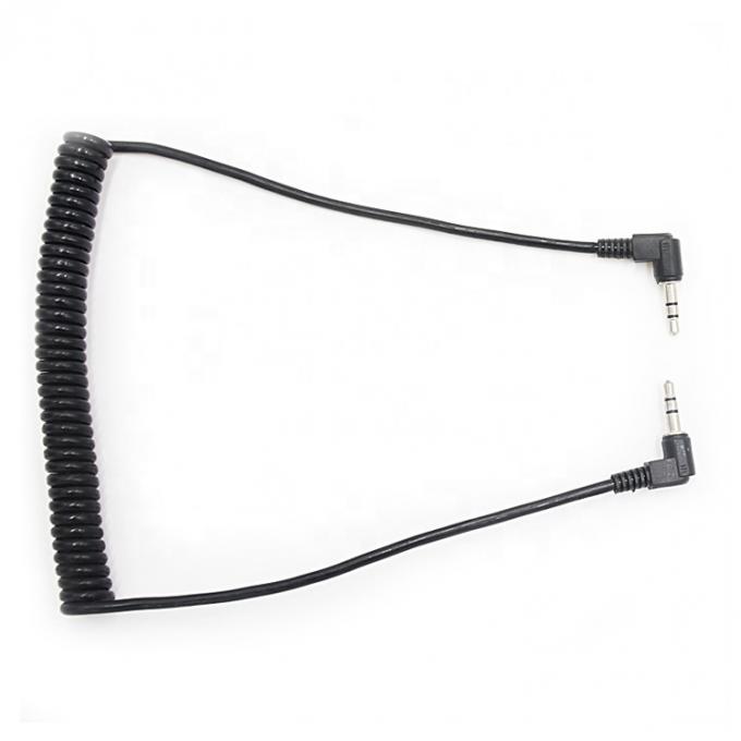 Coiled Spring Male To Male 90 Degree Right Angle 3.5mm Jack to 3.5mm Jack TRS Stereo Audio Cable 4