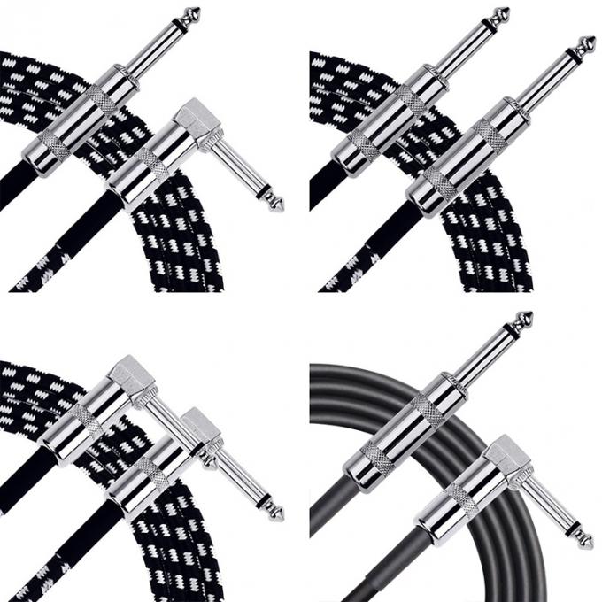 OEM 1M 1/4 Inch 6.35mm TS Right Angle Instrument Accessories Bass Amplifier Pedal Guitar Jack Patch Cable 5