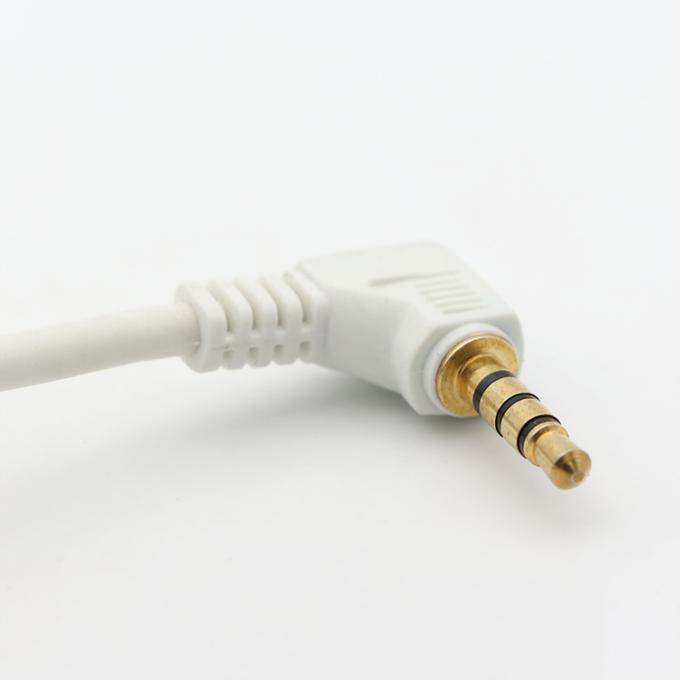 Custom White Gold Connector Male To Male Right Angle 3.5mm Jack TRRS Plug Stereo Audio Cable 1