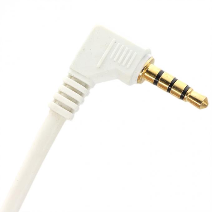 Custom White Gold Connector Male To Male Right Angle 3.5mm Jack TRRS Plug Stereo Audio Cable 2