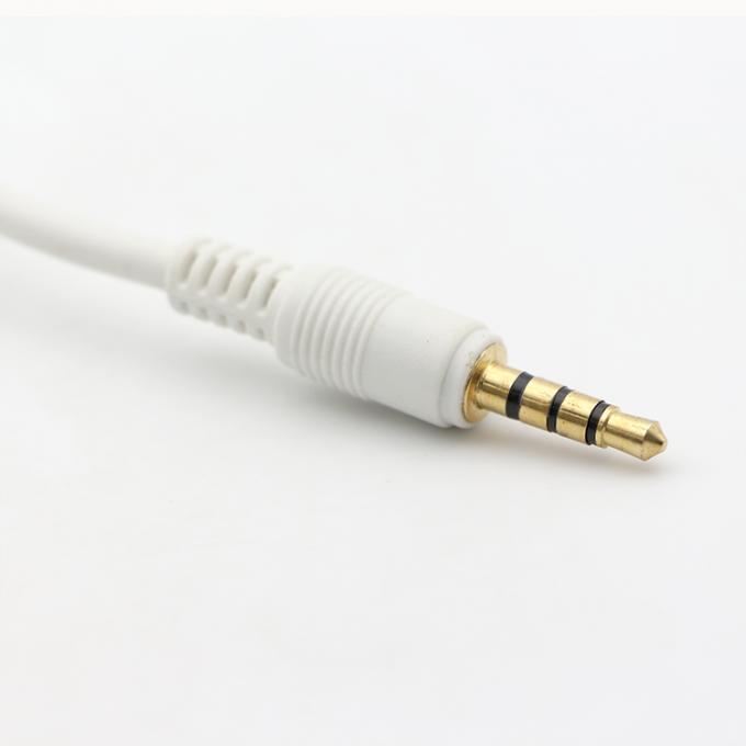 Custom White Gold Connector Male To Male Right Angle 3.5mm Jack TRRS Plug Stereo Audio Cable 3