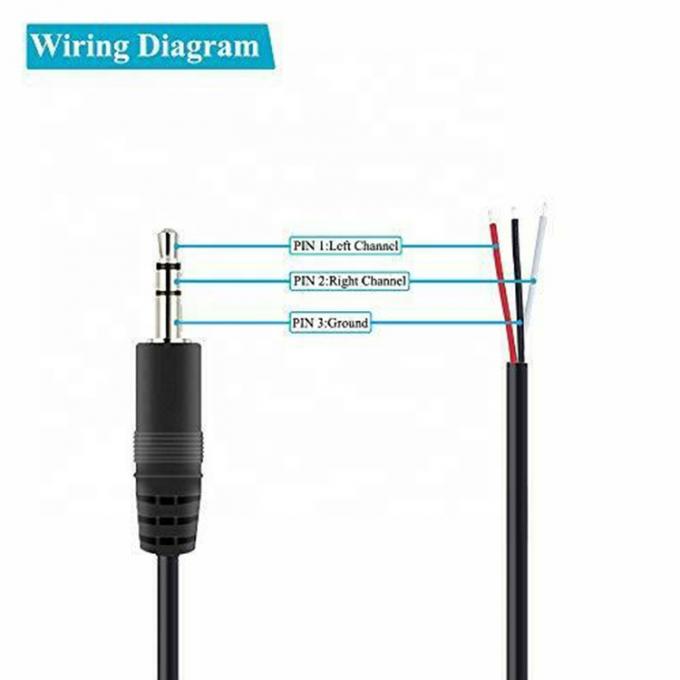 TRS 2 Pole Stereo Audio Jack 3.5mm Male Plug to Stripped Tinned Bare Wire Open End Cable 1