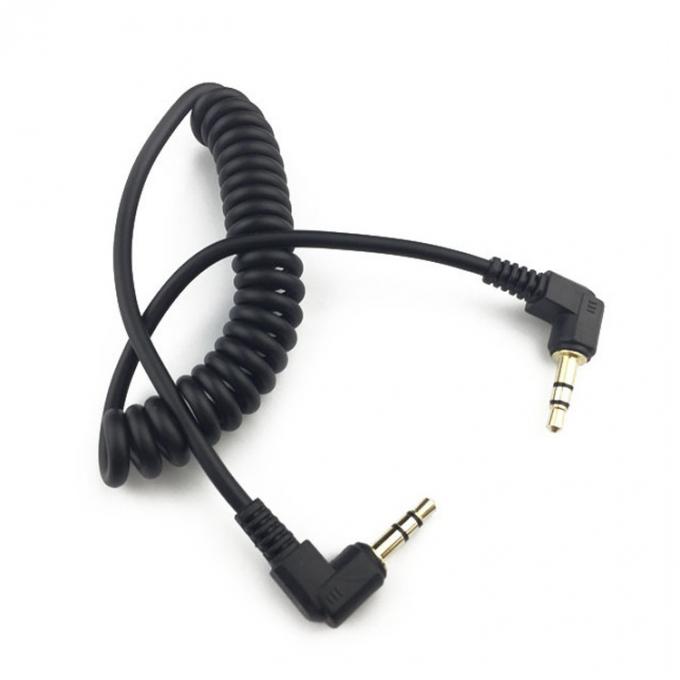 90 Degree Male to Male 3.5mm Jack Coiled Headphone Stereo Aux Audio Extension Cable 1