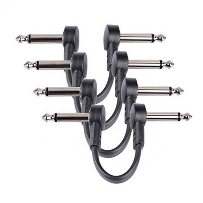 Custom Short 90 Degree Angle 1/4 inch TS Jack Electric Instrument Guitar Patch Cable 0