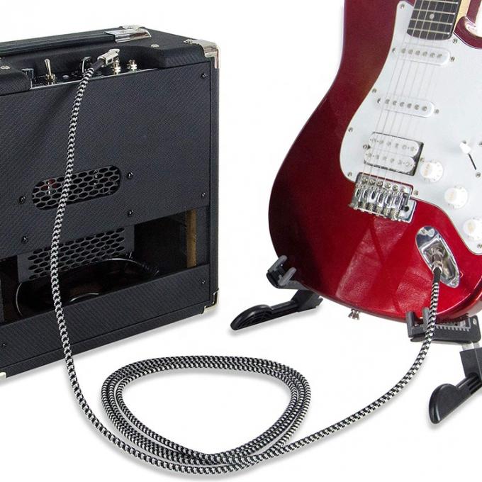 Durable Braided Right Angle to Straight 3M 10FT 1/4 inch TS Jack Music Instrument Electric Guitar Cable 5