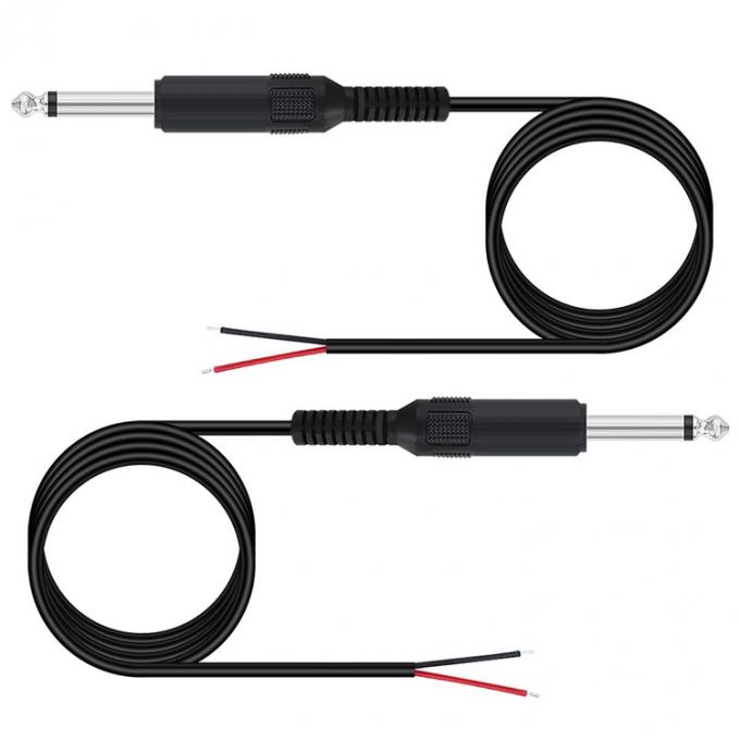 6.35mm 1/4 Inch TS 2 Ploes Jack Mono Male Audio Plug to Bare Wire Open End Cable for Microphone 5