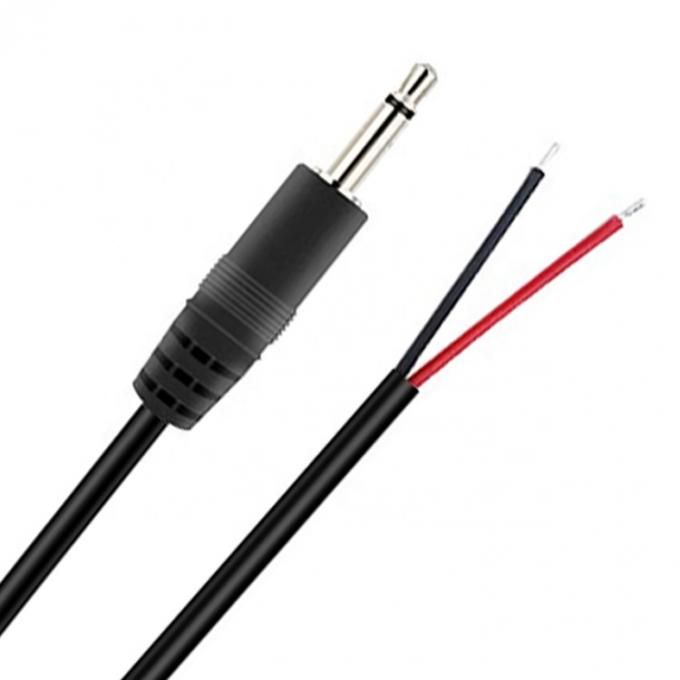 Custom 2 Poles TS 3.5mm Stereo Audio Mono Jack Male Plug to Stripped Pigtail Tinned Bare Wire End Cable 2