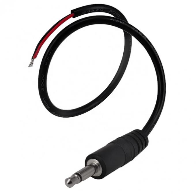 Custom 2 Poles TS 3.5mm Stereo Audio Mono Jack Male Plug to Stripped Pigtail Tinned Bare Wire End Cable 3