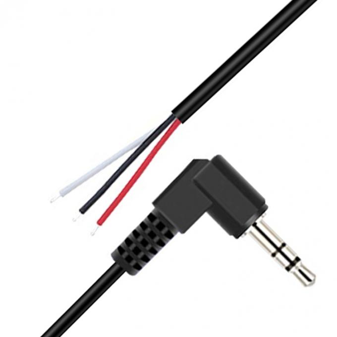 90 Degree Right Angle 3 Poles TRS 3.5mm Stereo Audio Jack to Stripped Pigtail Tinned Bare Wire End Cable 4