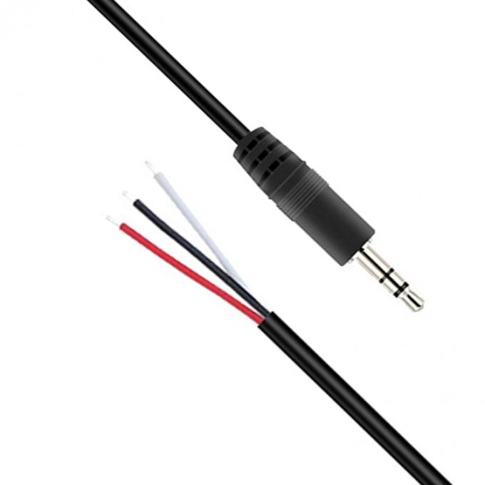 Custom 3 Poles 3.5mm Stereo Audio Jack to Stripped Pigtail Tinned Bare Wire End Cable 0