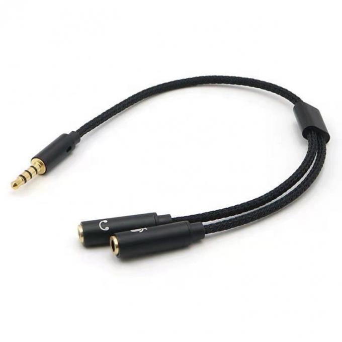 1 Input to 2 Output Y Shape 3.5mm AUX Stereo Audio Mic Headphone Splitter Adapter Cable 2