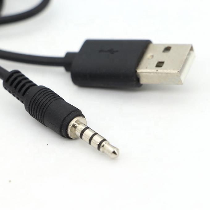 Custom 3ft 3.5mm Male Aux Audio Jack to USB 2.0 Male Data Charger Cable for car speaker 2