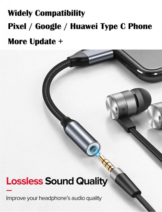 High Compatible DAC USB Type C to AUX 3.5mm Audio Cable Adapter for Samsung Pixel Google Phone 4