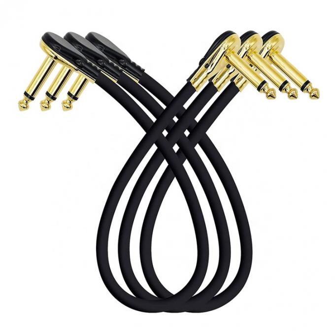 Short Golden Right Angle Mono TS Jack Instrument Guitar Patch Cable for Guitar Effects Pedal Board 0