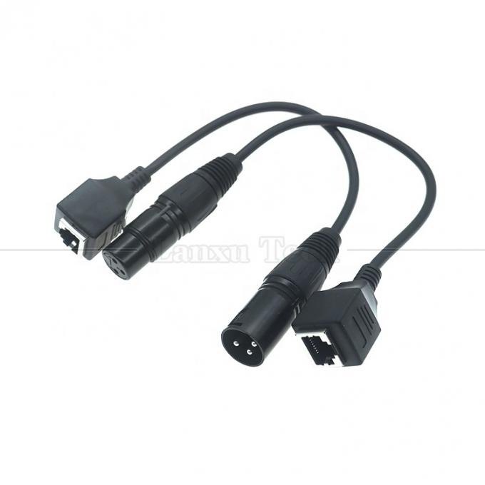 XLR 3 Pin Poles Male Female to RJ45 Female Cat5 Network Ethernet Adapter Cable for Led Audio DMX CON Controller 1