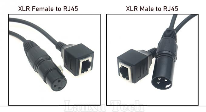 XLR 3 Pin Poles Male Female to RJ45 Female Cat5 Network Ethernet Adapter Cable for Led Audio DMX CON Controller 0