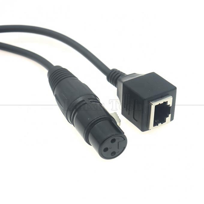 XLR 3 Pin Poles Male Female to RJ45 Female Cat5 Network Ethernet Adapter Cable for Led Audio DMX CON Controller 3