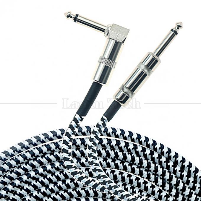 3M Right Angle Braided Metal 6.35mm 1/4 TS Jack Audio Electric Guitar Effect Instrument Bass Amp Patch Lead Cable 1