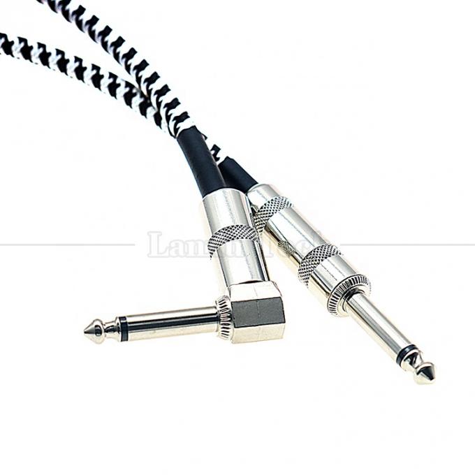 3M Right Angle Braided Metal 6.35mm 1/4 TS Jack Audio Electric Guitar Effect Instrument Bass Amp Patch Lead Cable 3