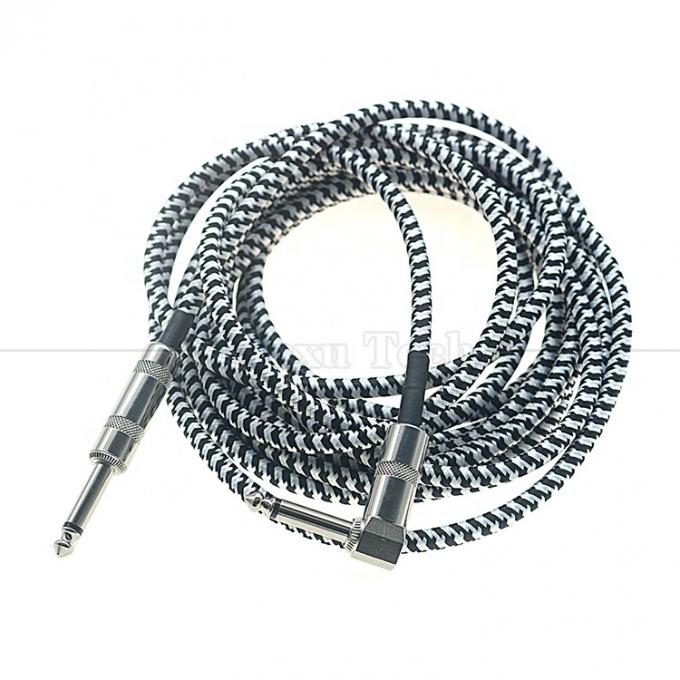 3M Right Angle Braided Metal 6.35mm 1/4 TS Jack Audio Electric Guitar Effect Instrument Bass Amp Patch Lead Cable 2