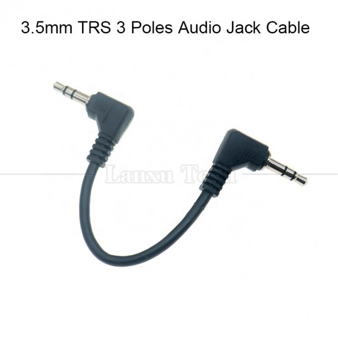 90 Degree Right Angle Male to Male 3 Poles TRS 3.5mm Audio Jack Extension Cable 0