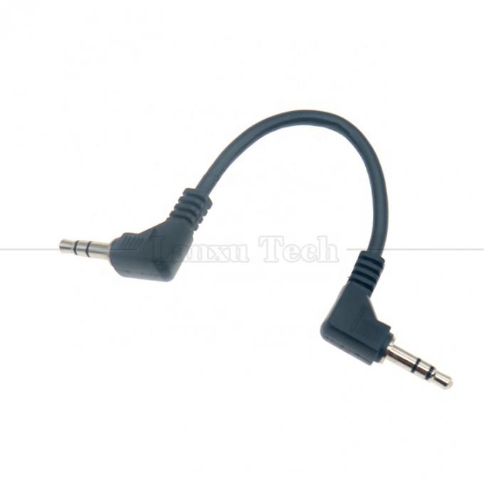 90 Degree Right Angle Male to Male 3 Poles TRS 3.5mm Audio Jack Extension Cable 1
