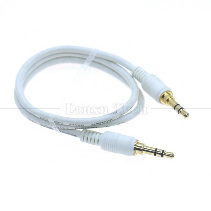 High Quality Gold Silver Plated Male to Male 3.5mm TRS 3 Poles Stereo Jack Audio Extension Cable 3