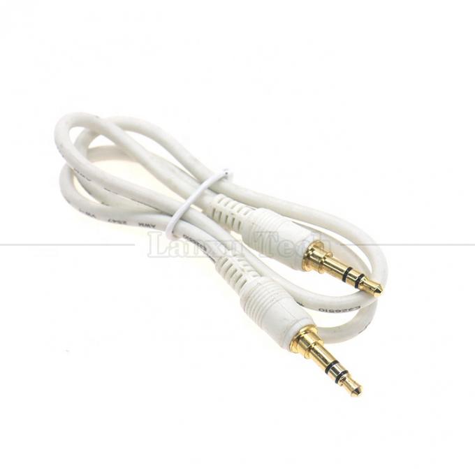 High Quality Gold Silver Plated Male to Male 3.5mm TRS 3 Poles Stereo Jack Audio Extension Cable 0