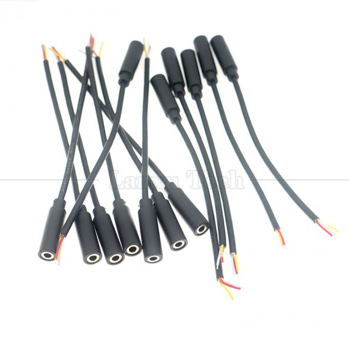 Gold Plated 3.5mm TRS 3 Ploes Shield Audio Jack Female to Tinned Bare Wires Open End Cable 5