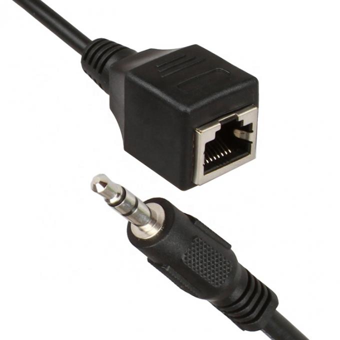 3.5mm Stereo Jack to RJ45 Female Socket Cat5 Cat6 Ethernet Extender Audio Cable 0