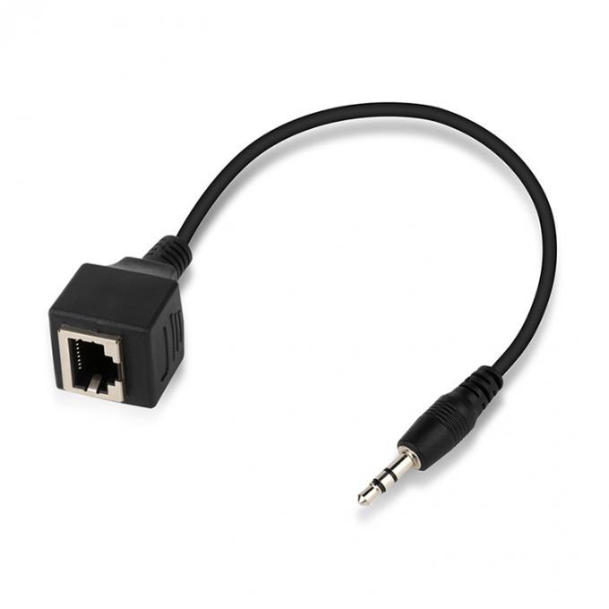 3.5mm Stereo Jack to RJ45 Female Socket Cat5 Cat6 Ethernet Extender Audio Cable 1