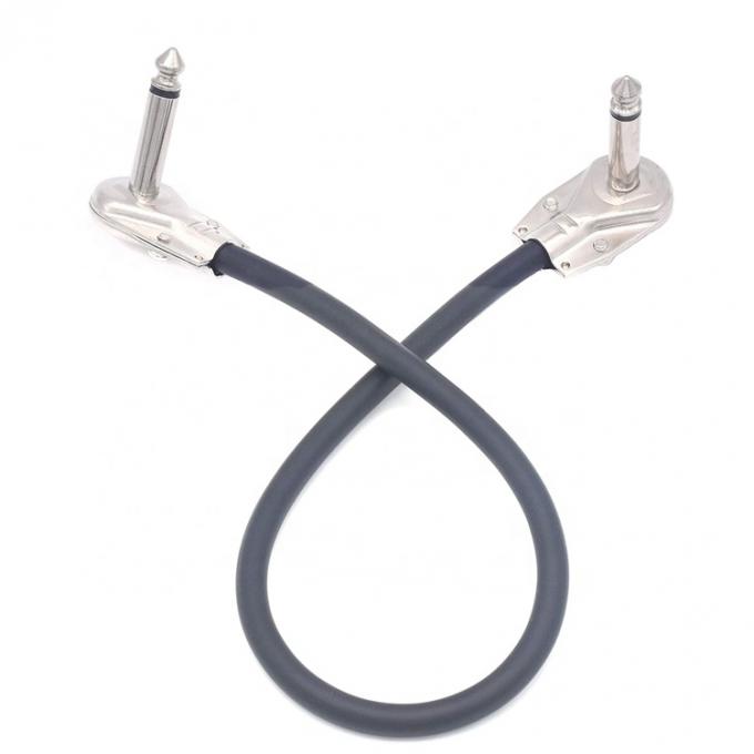 1/4 6.35mm Inch Silver Golden Right Angle Mono TS Audio Jack Instrument Guitar Patch Cable 2