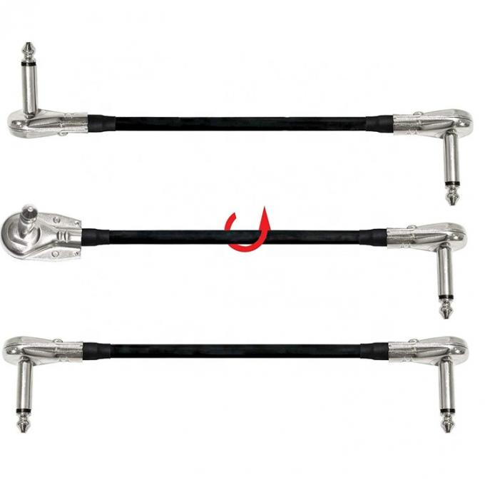 1/4 6.35mm Inch Silver Golden Right Angle Mono TS Audio Jack Instrument Guitar Patch Cable 3