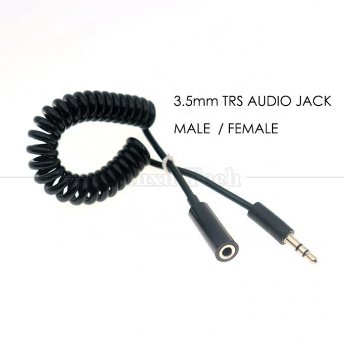 Spring Sprial Coiled Male to Female 3.5mm Jack Aux Stereo Audio Extension Cable for Speaker Headphone 0