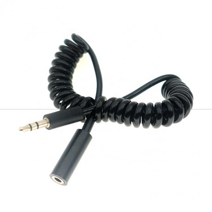Spring Sprial Coiled Male to Female 3.5mm Jack Aux Stereo Audio Extension Cable for Speaker Headphone 2