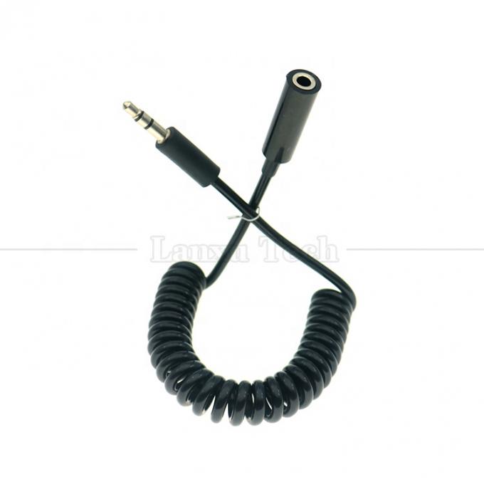 Spring Sprial Coiled Male to Female 3.5mm Jack Aux Stereo Audio Extension Cable for Speaker Headphone 3