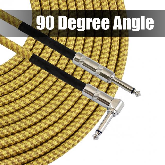 Durable Braided 3M 10FT Right Angle Straight 1/4 TS Jack Electric Instrument Guitar Patch Cable 2