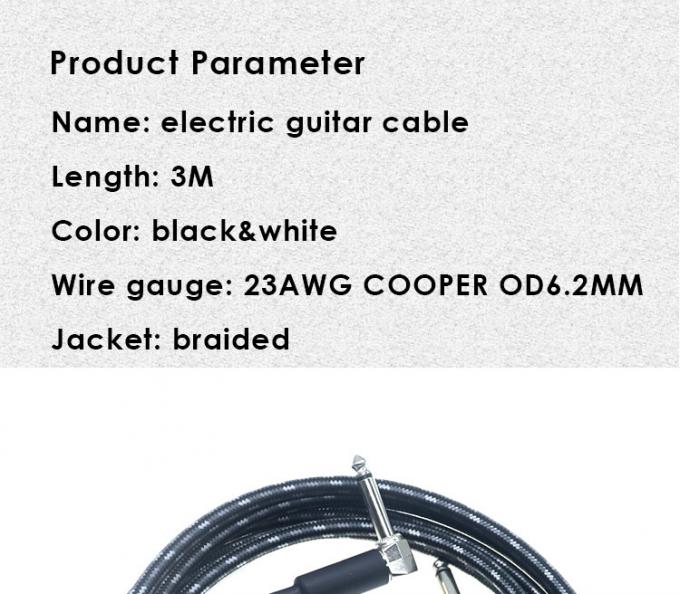 L Shape 90 Degree Right Angle to Straight Durable Braided Jacket 6.35mm Ts Jack Instrument Electric Guitar Patch Audio Cable 0