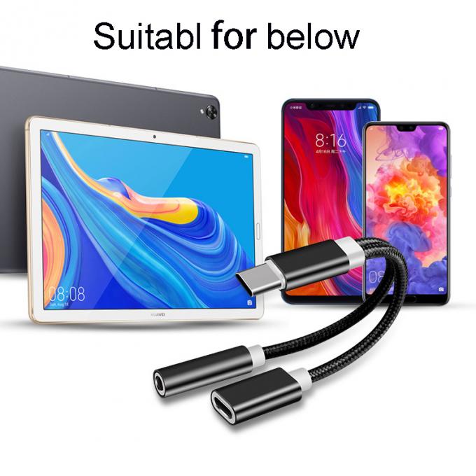 2 in 1 Type C to 3.5 mm Charger Headphone Audio Jack USB C Cable Portable Type-C to 3.5mm Connector Adapter for Mobile Phone 6