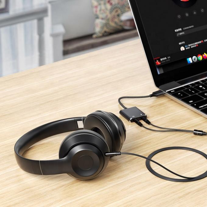 Plug and Play Audio Mic Studio Headset USB External Sound Card Adapter for Laptop 4